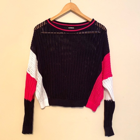 Express oversized colorblock cotton sweater S - Picture 1 of 5